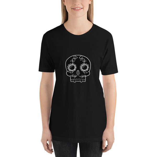 Black White Sugar Skull Short-Sleeve Unisex T-Shirt