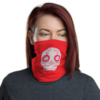 Sugar Skull (Red) Face Covering Neck Gaiter