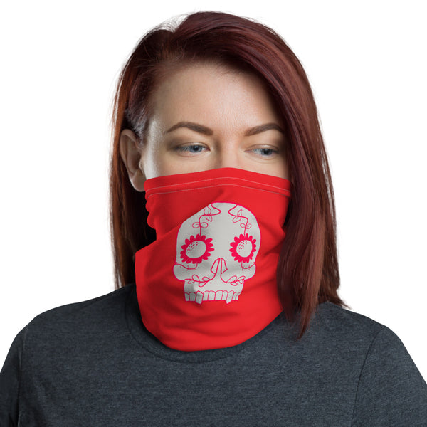 Sugar Skull (Red) Face Covering Neck Gaiter