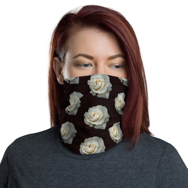 White Rose Face Covering Neck Gaiter