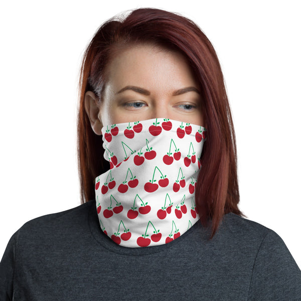 Cherry (White) Face Covering Neck Gaiter